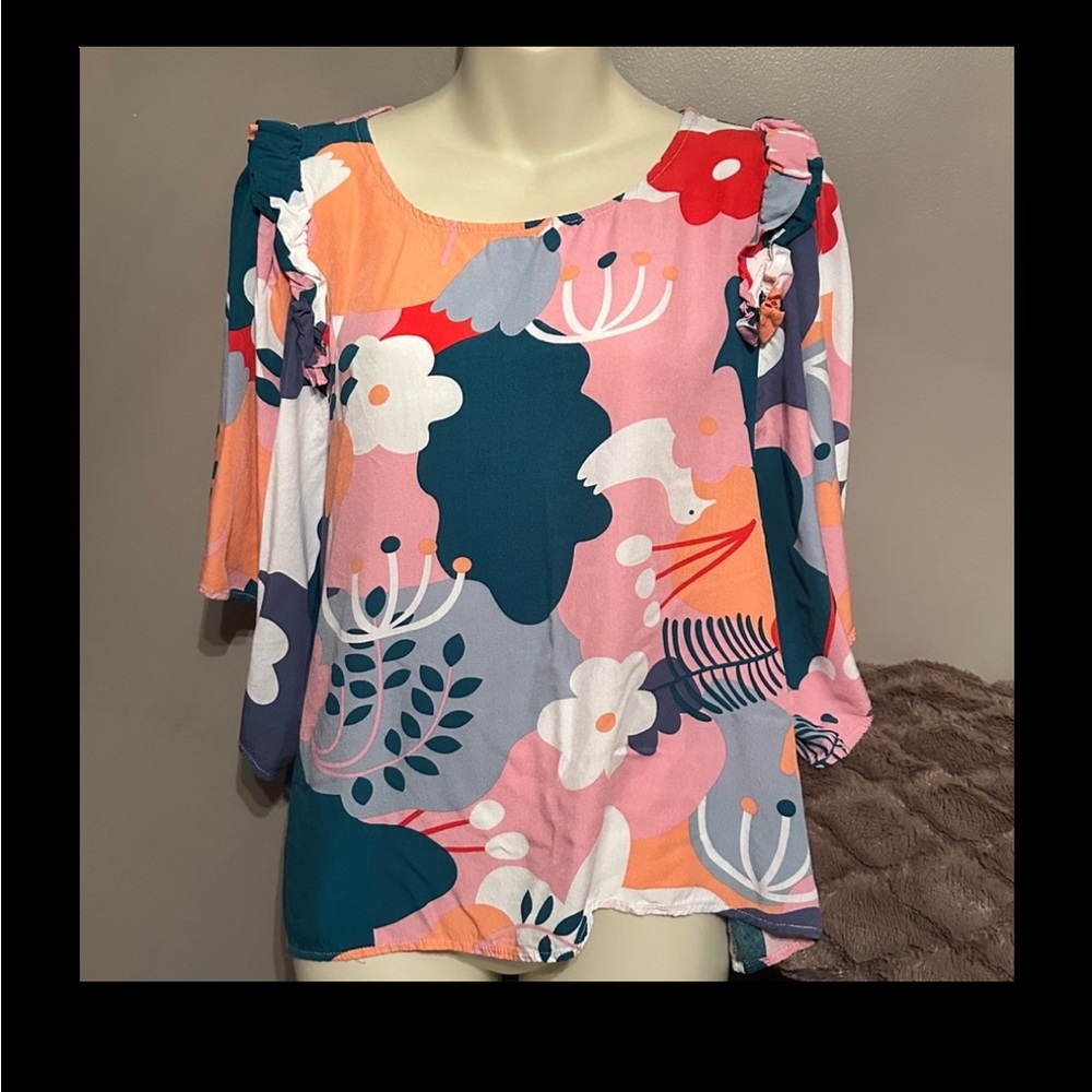 Jodifl Abstract Floral Top by Jodifl modern style medium darker print